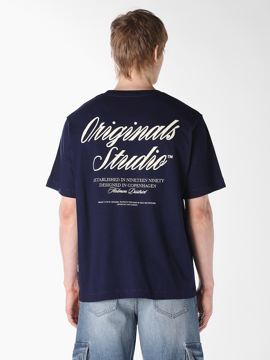 Blue Typographic Crew Neck T-shirt