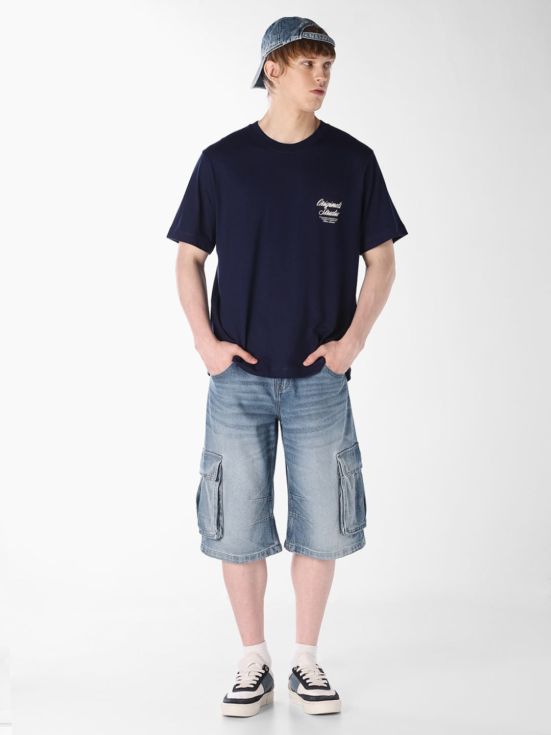 Blue Typographic Crew Neck T-shirt