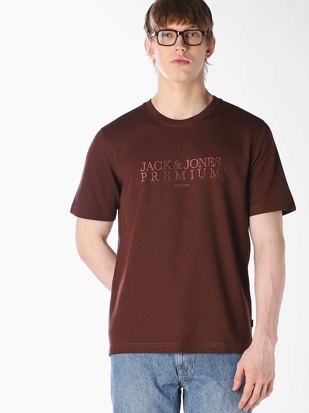 Dark Brown Embroidered T-shirt