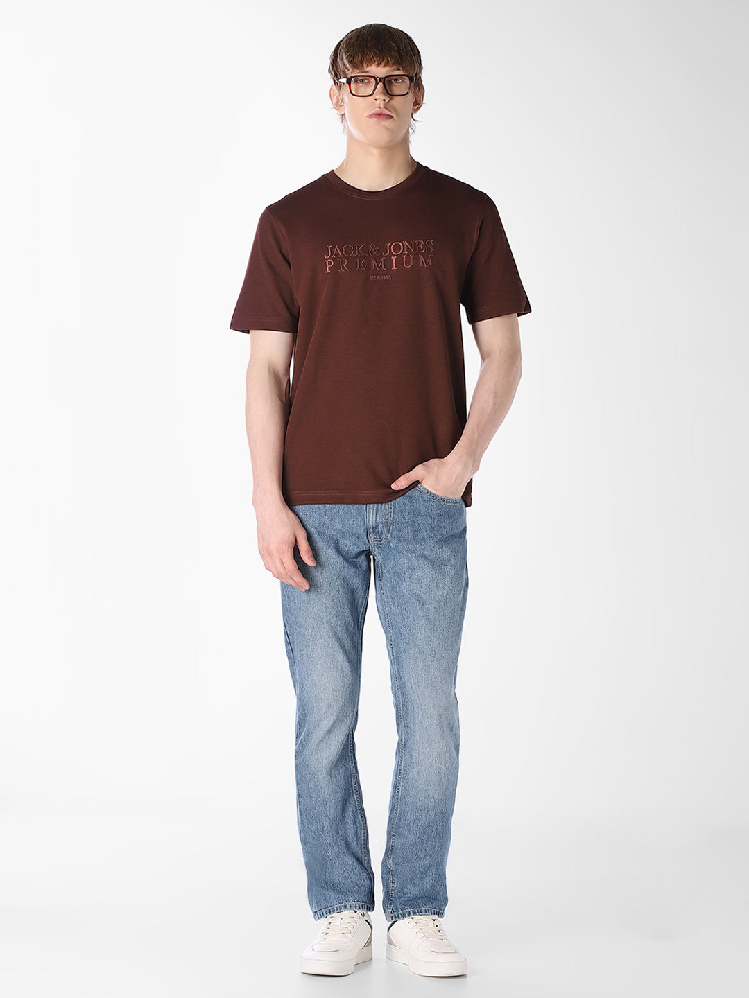 Dark Brown Embroidered T-shirt