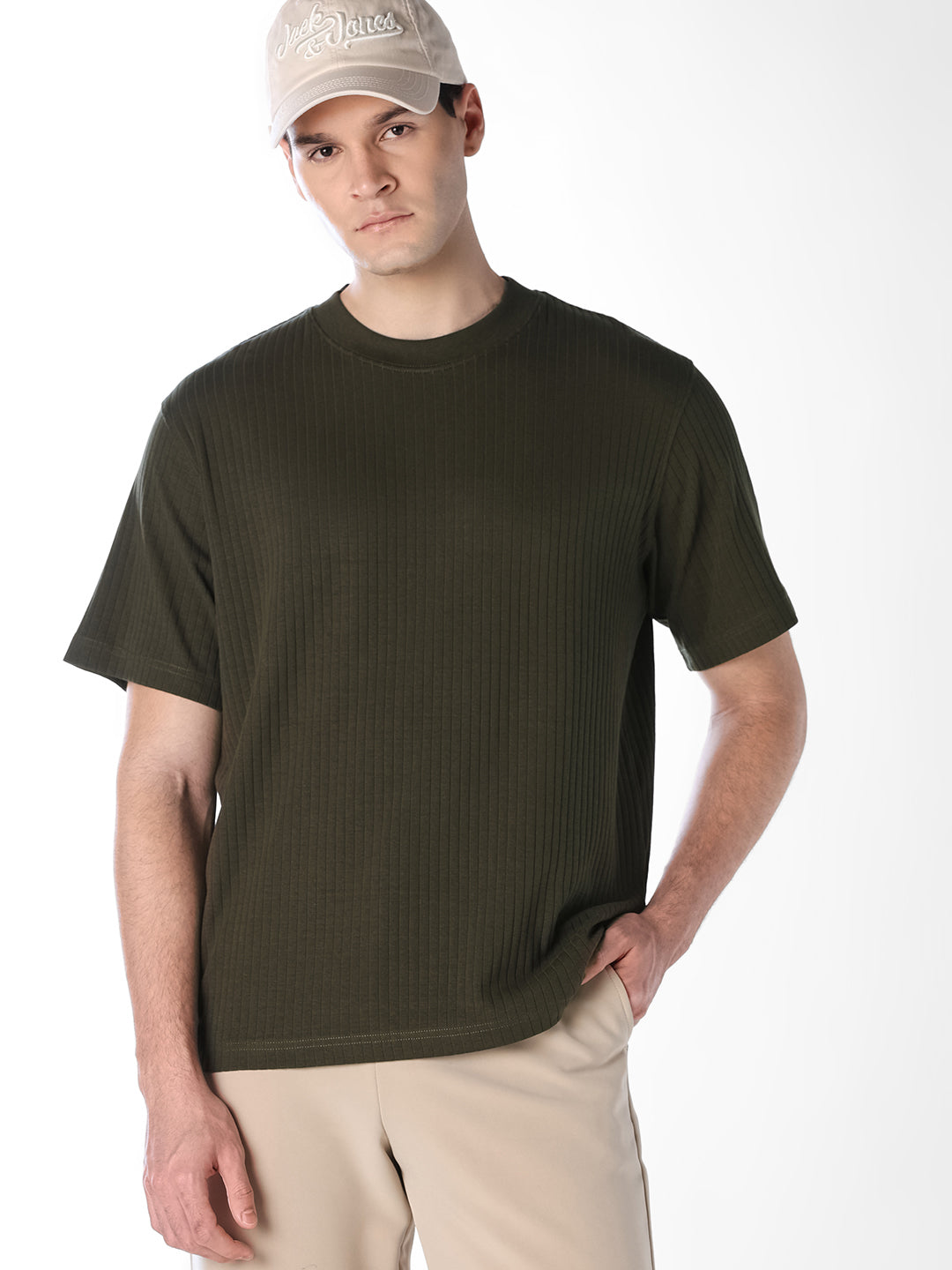 Dark Green Textured T-shirt - S