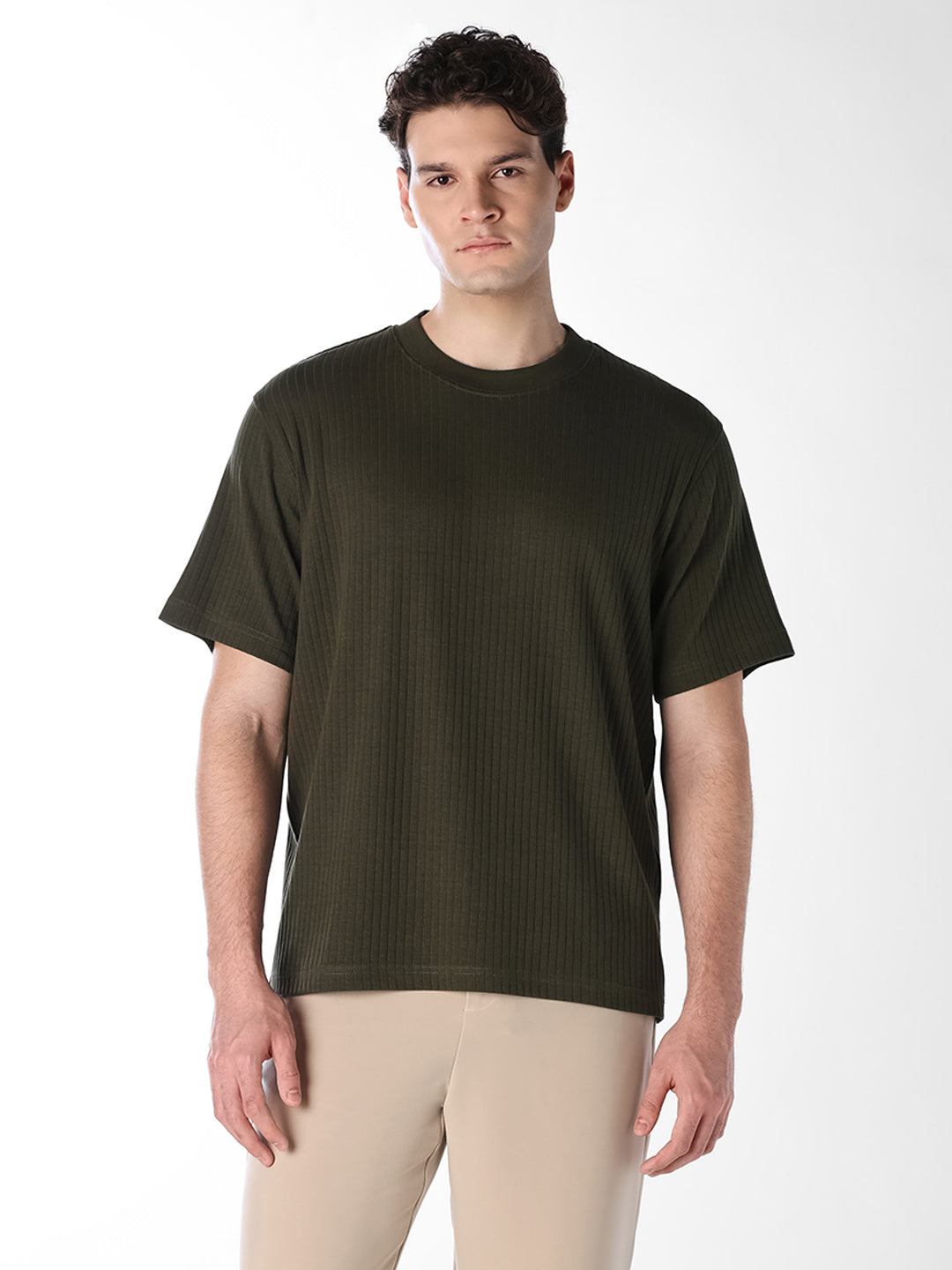 Dark Green Textured T-shirt