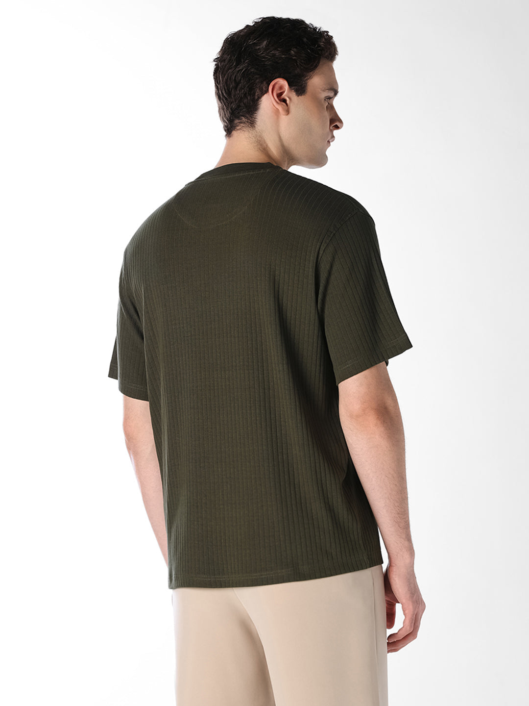 Dark Green Textured T-shirt