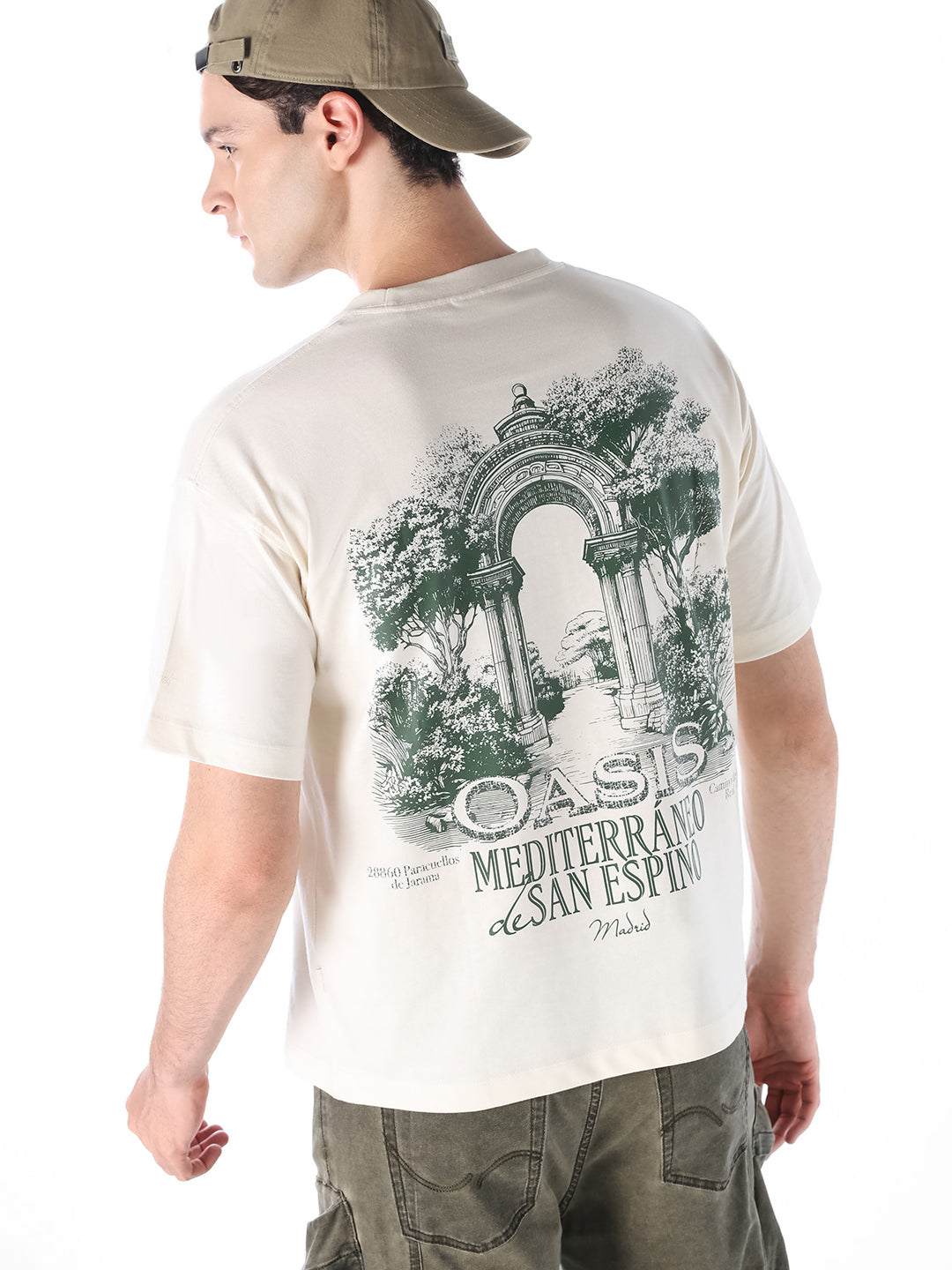 White Printed Boxy Fit T-shirt - S