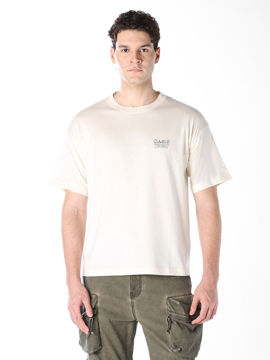 White Printed Boxy Fit T-shirt
