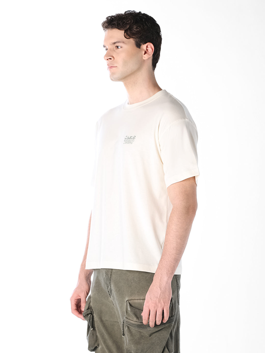 White Printed Boxy Fit T-shirt