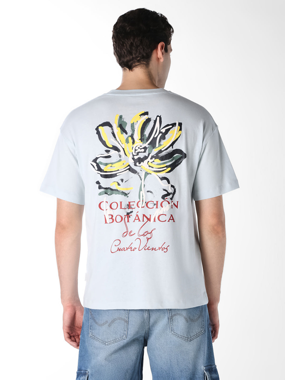Light Blue Printed Boxy Fit T-shirt