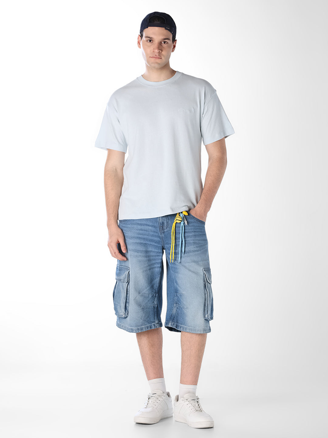 Light Blue Printed Boxy Fit T-shirt