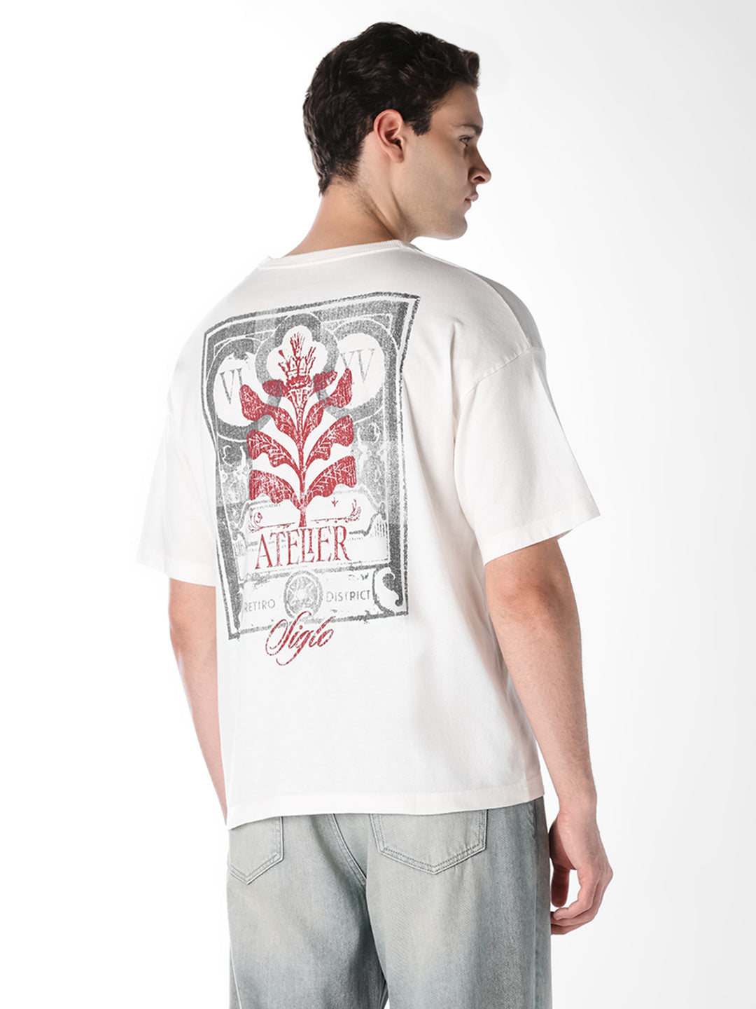 White Printed Back Boxy Fit T-shirt