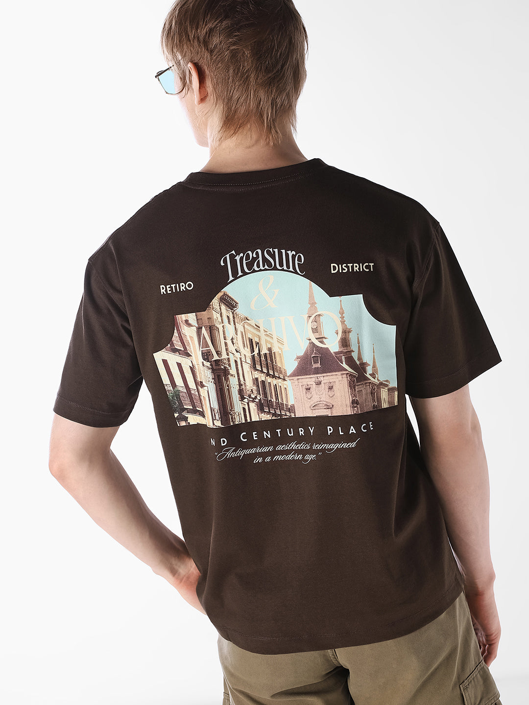 Dark Brown Printed T-shirt - XS