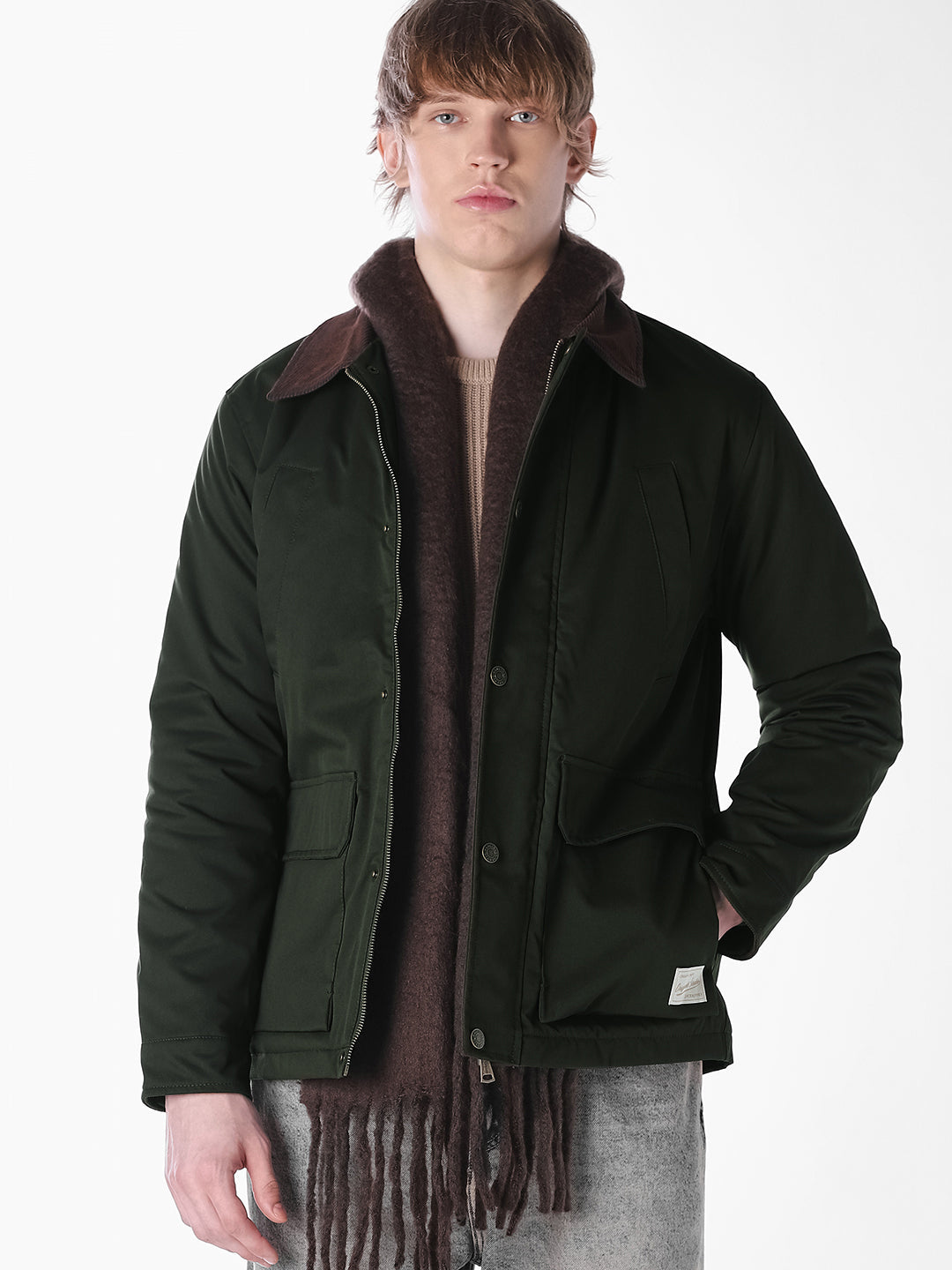 Green Padded Regular Fit Jacket