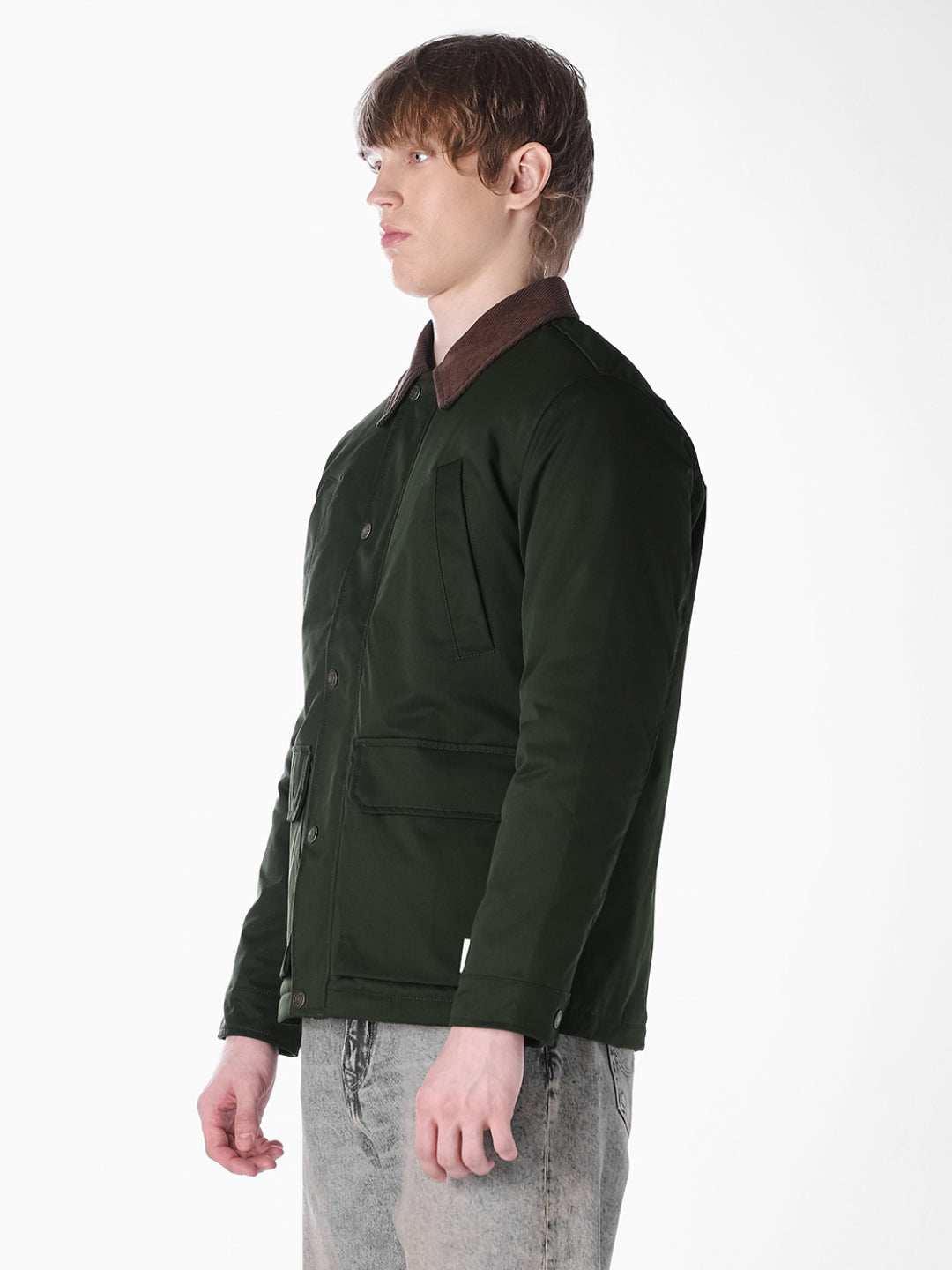 Green Padded Regular Fit Jacket