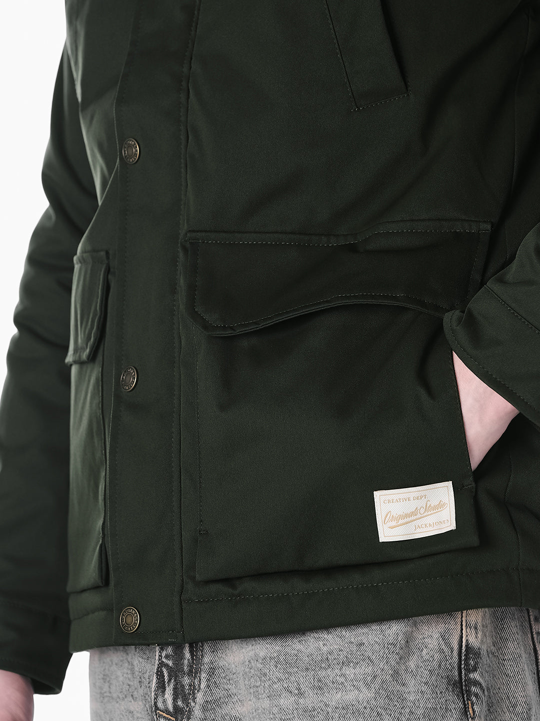 Green Padded Regular Fit Jacket