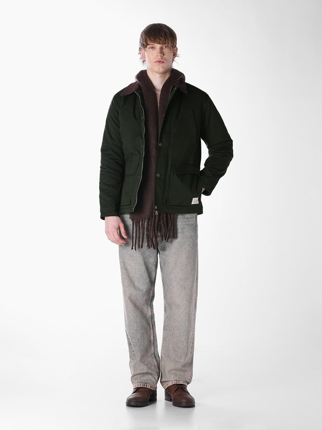 Green Padded Regular Fit Jacket