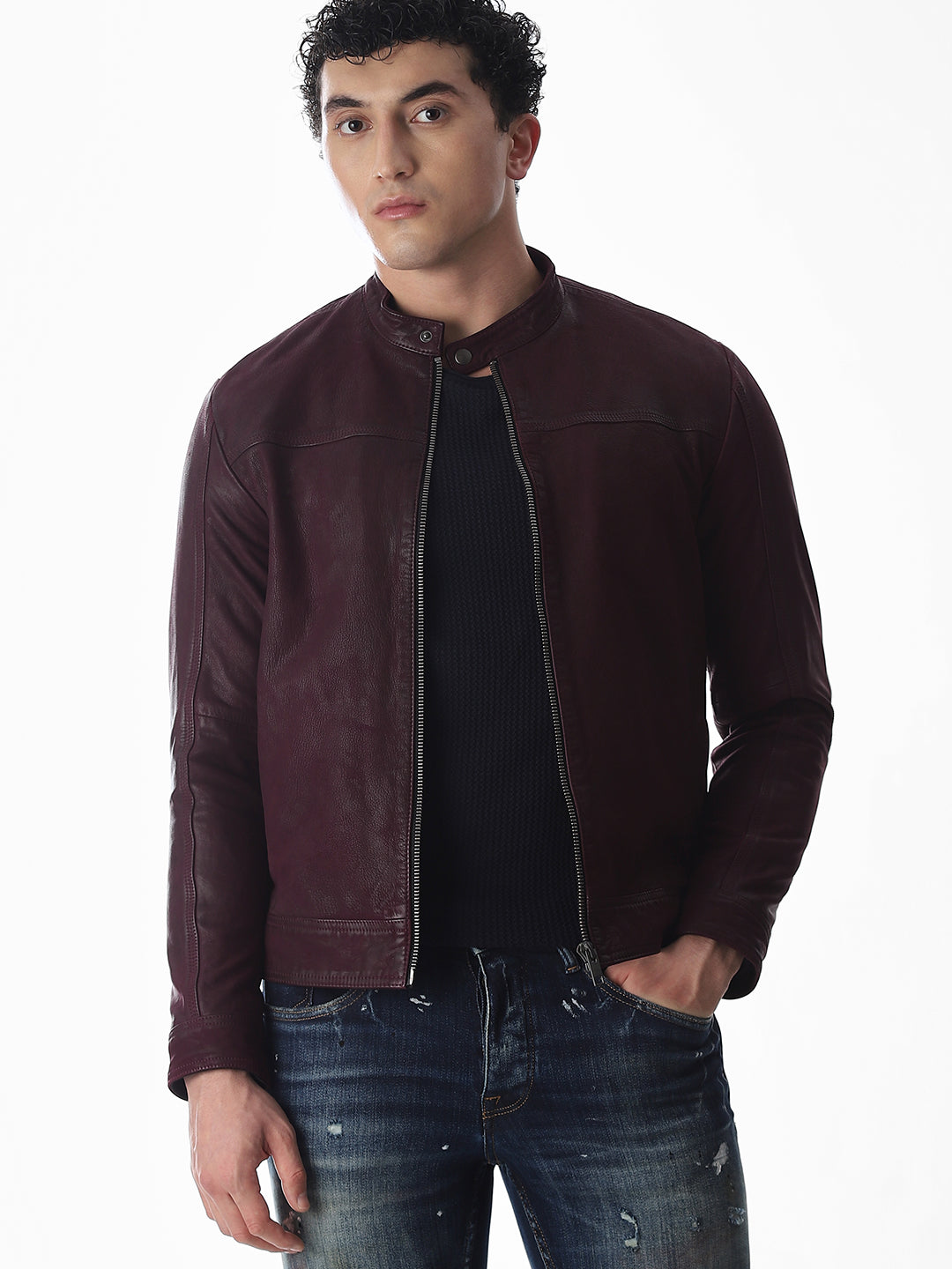 Purple Leather Jacket - S