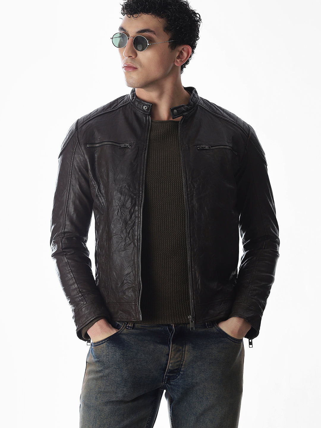 Black Premium Leather Jacket - S