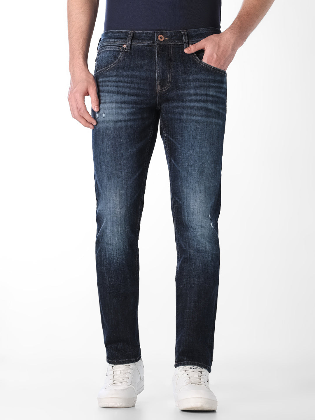 Dark Blue Washed Glenn Slim Fit Jeans