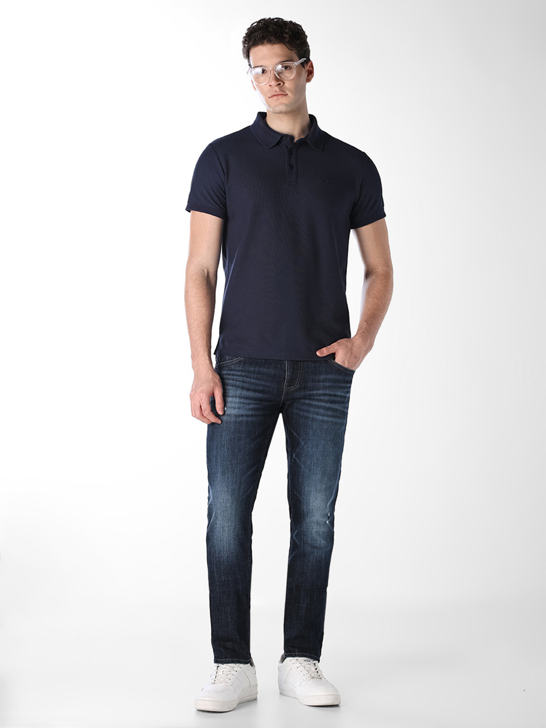 Dark Blue Washed Glenn Slim Fit Jeans