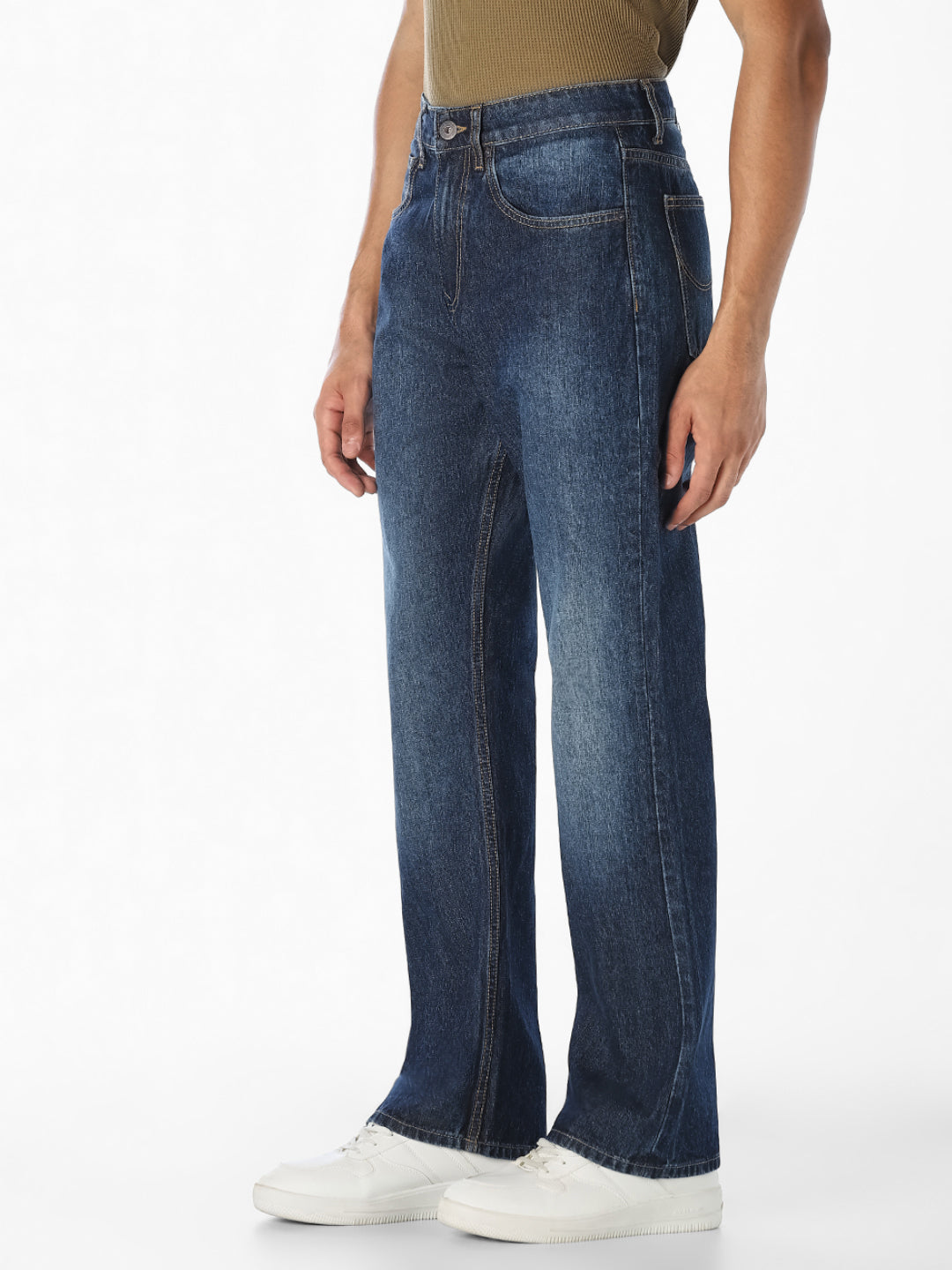 Dark Blue Washed Bootcut Jeans