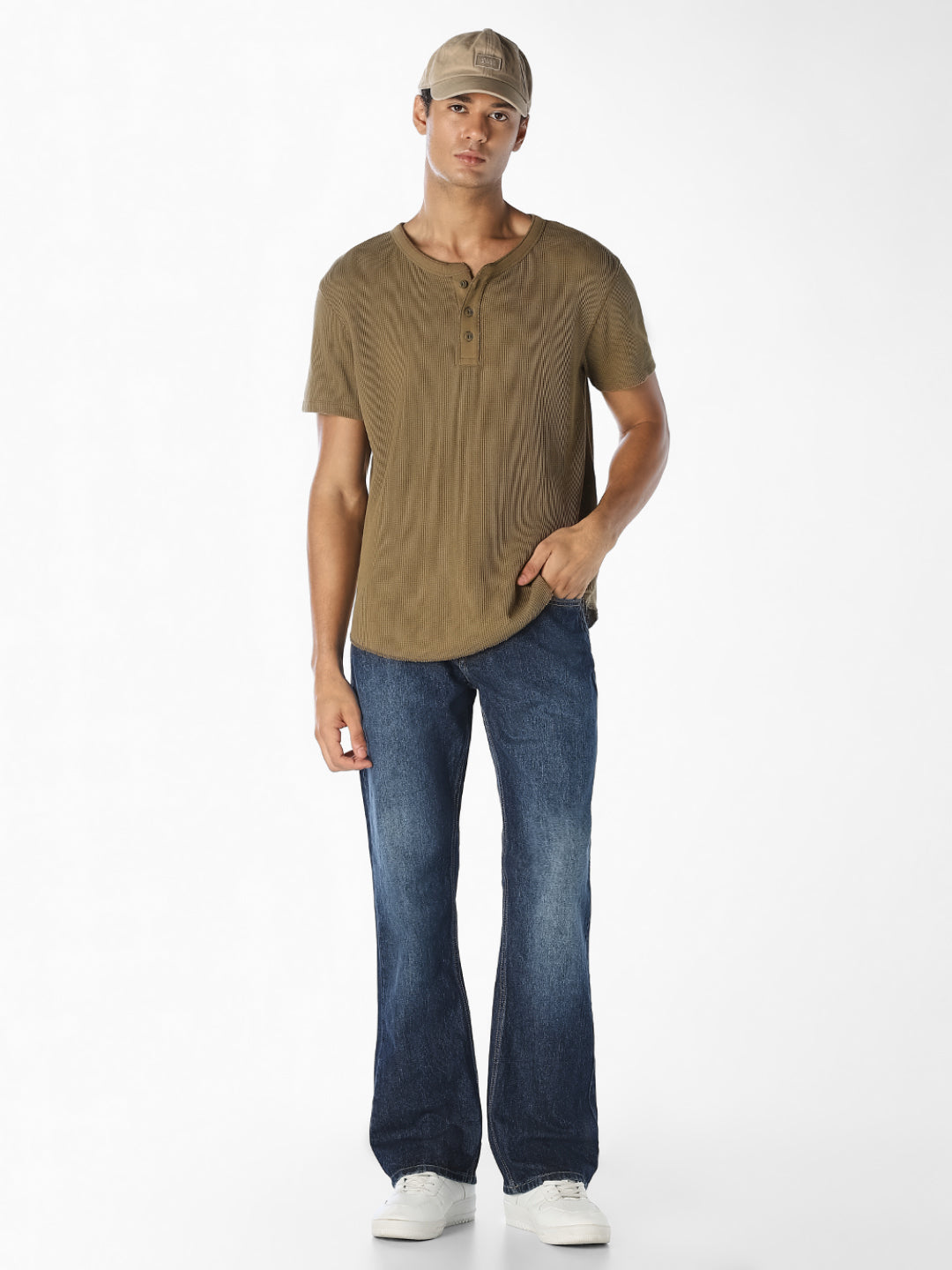 Dark Blue Washed Bootcut Jeans