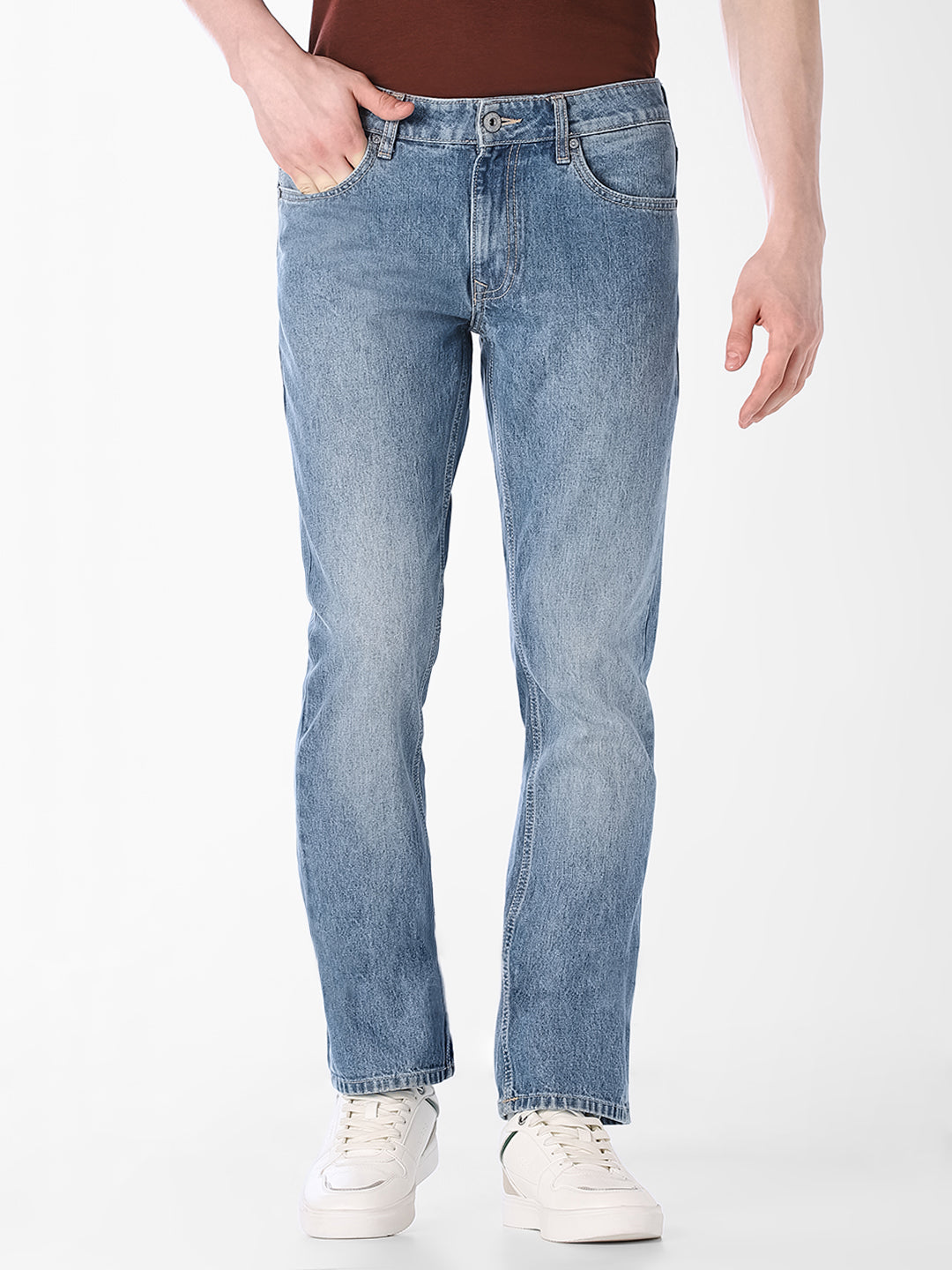 Light Blue Wash Straight Fit Jeans