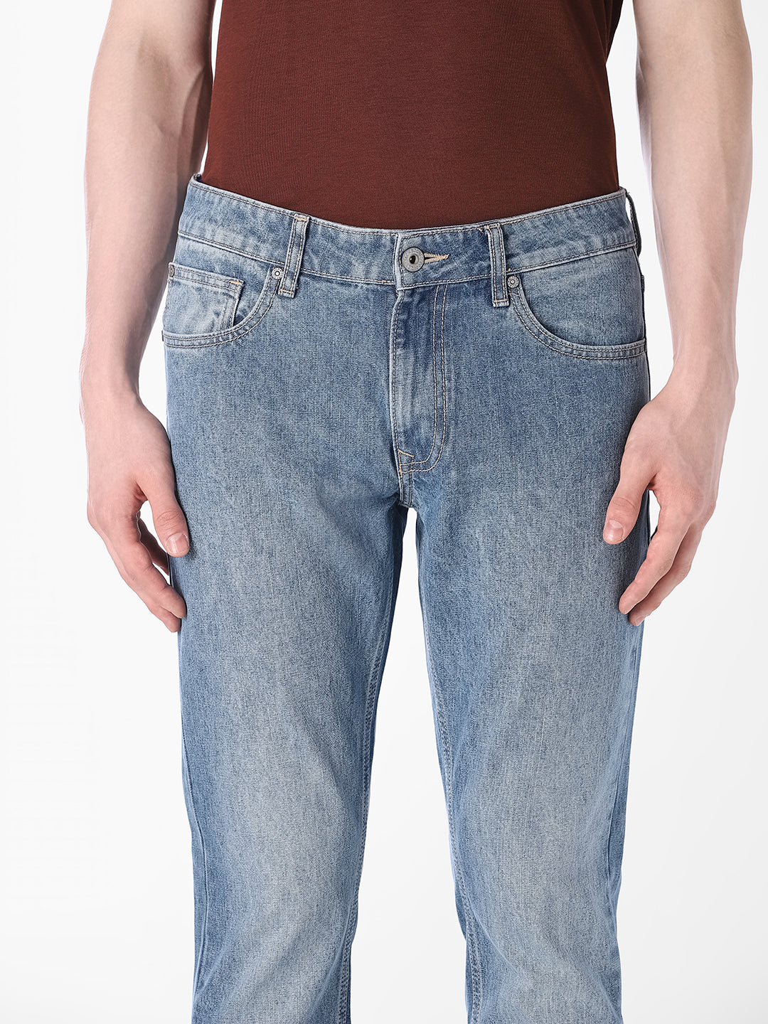 Light Blue Wash Straight Fit Jeans