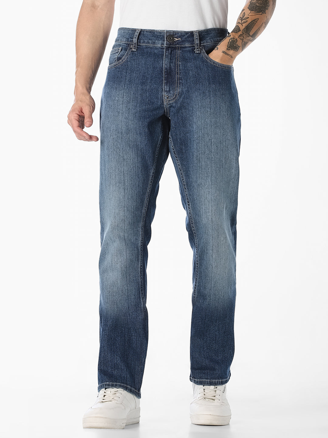 Blue 5 Pocket Regular Straight Jeans