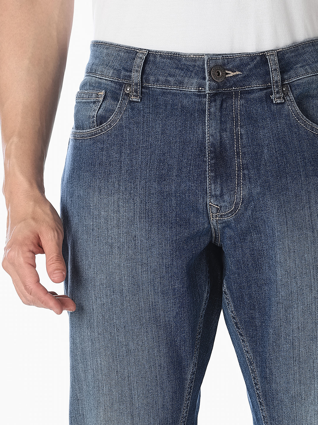 Blue 5 Pocket Regular Straight Jeans