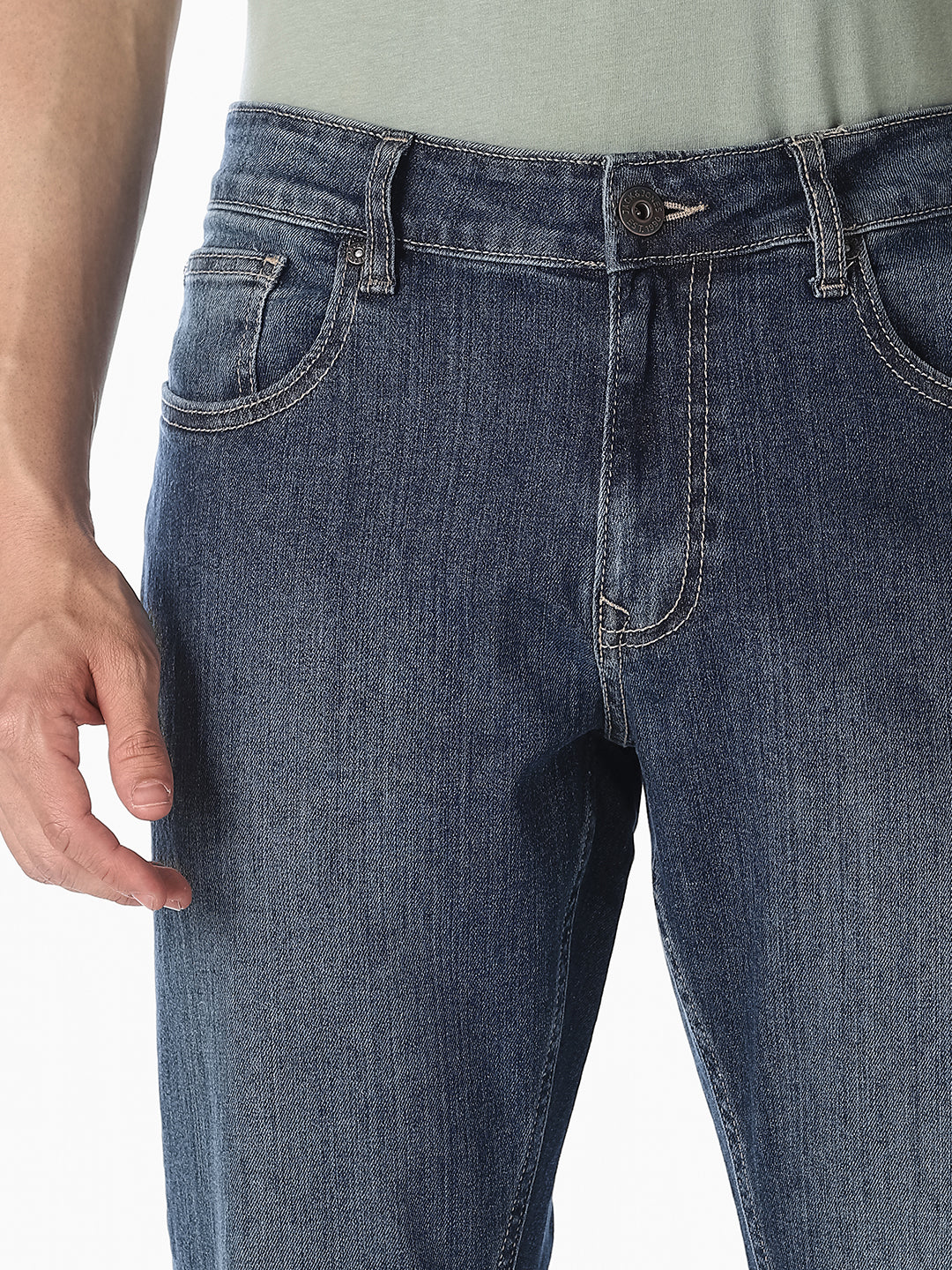 Blue 5 Pocket Regular Straight Jeans