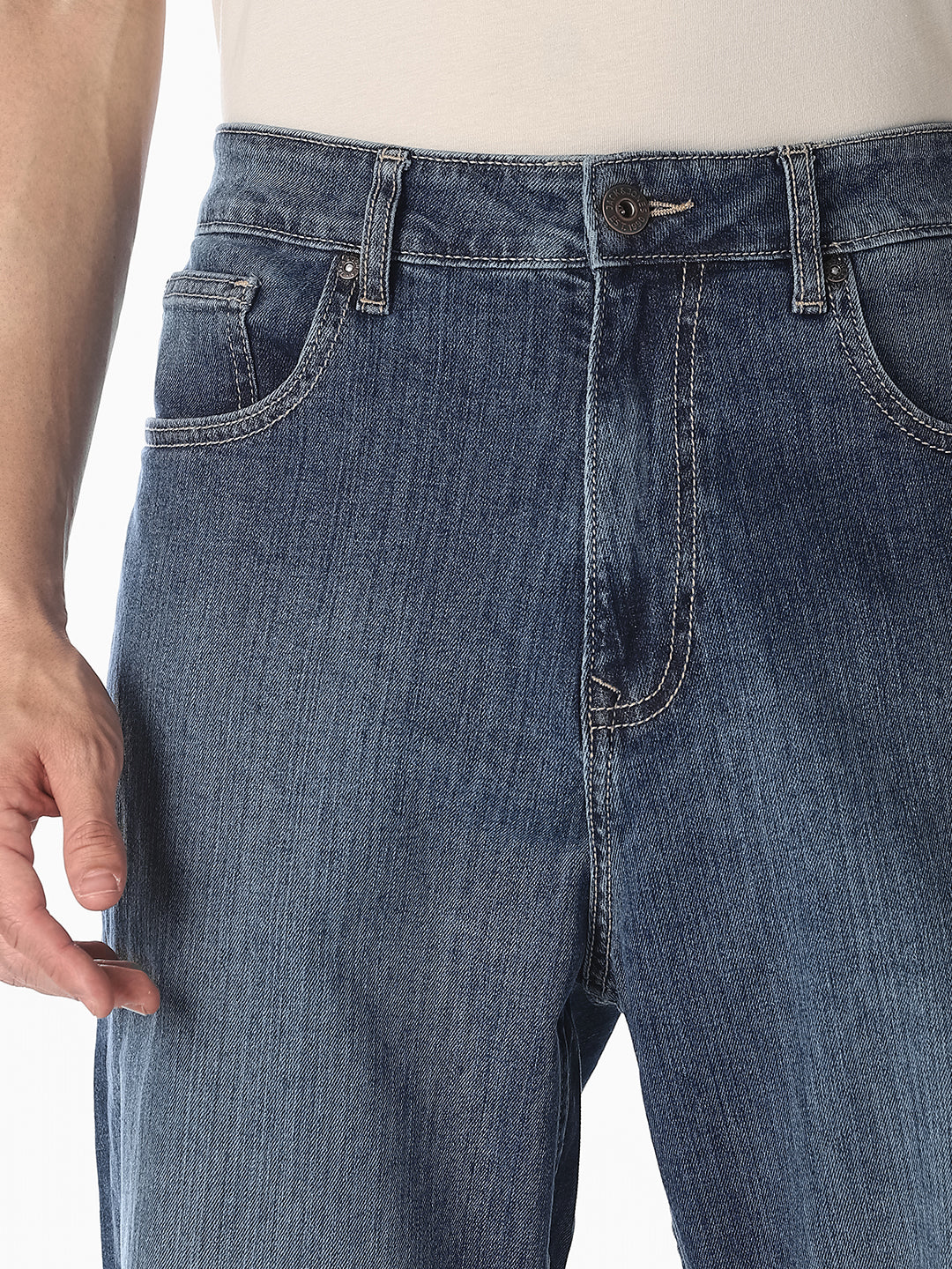 Dark Blue 5 Pocket Loose Fit Jeans