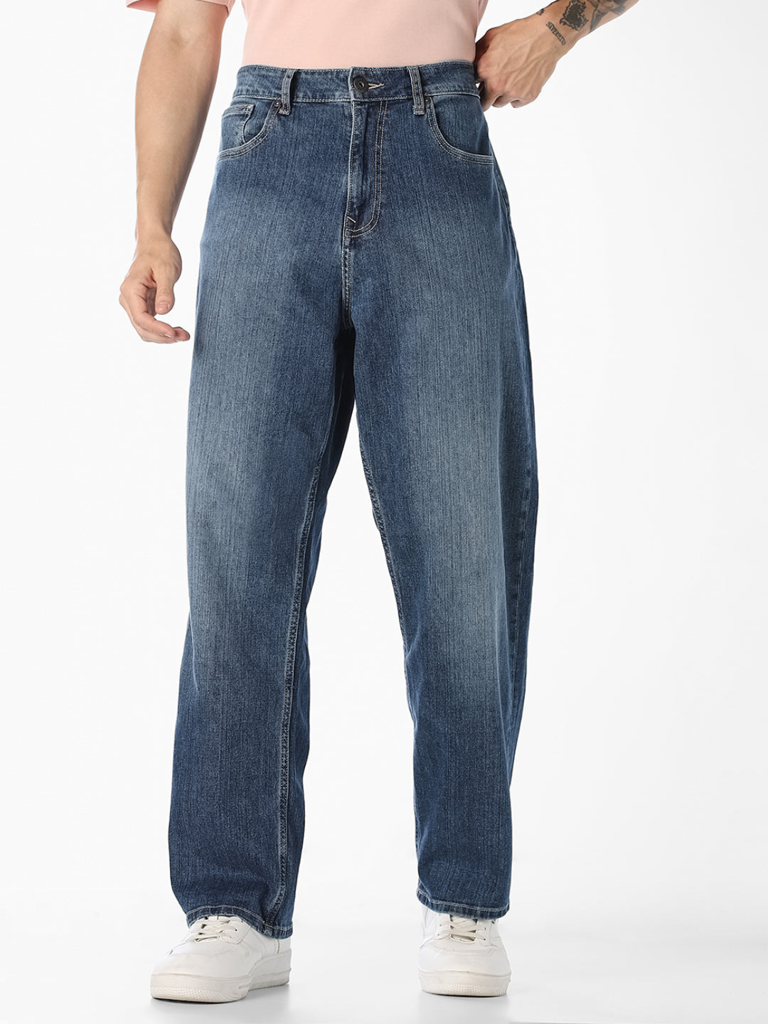 Blue 5 Pocket Loose Fit Jeans