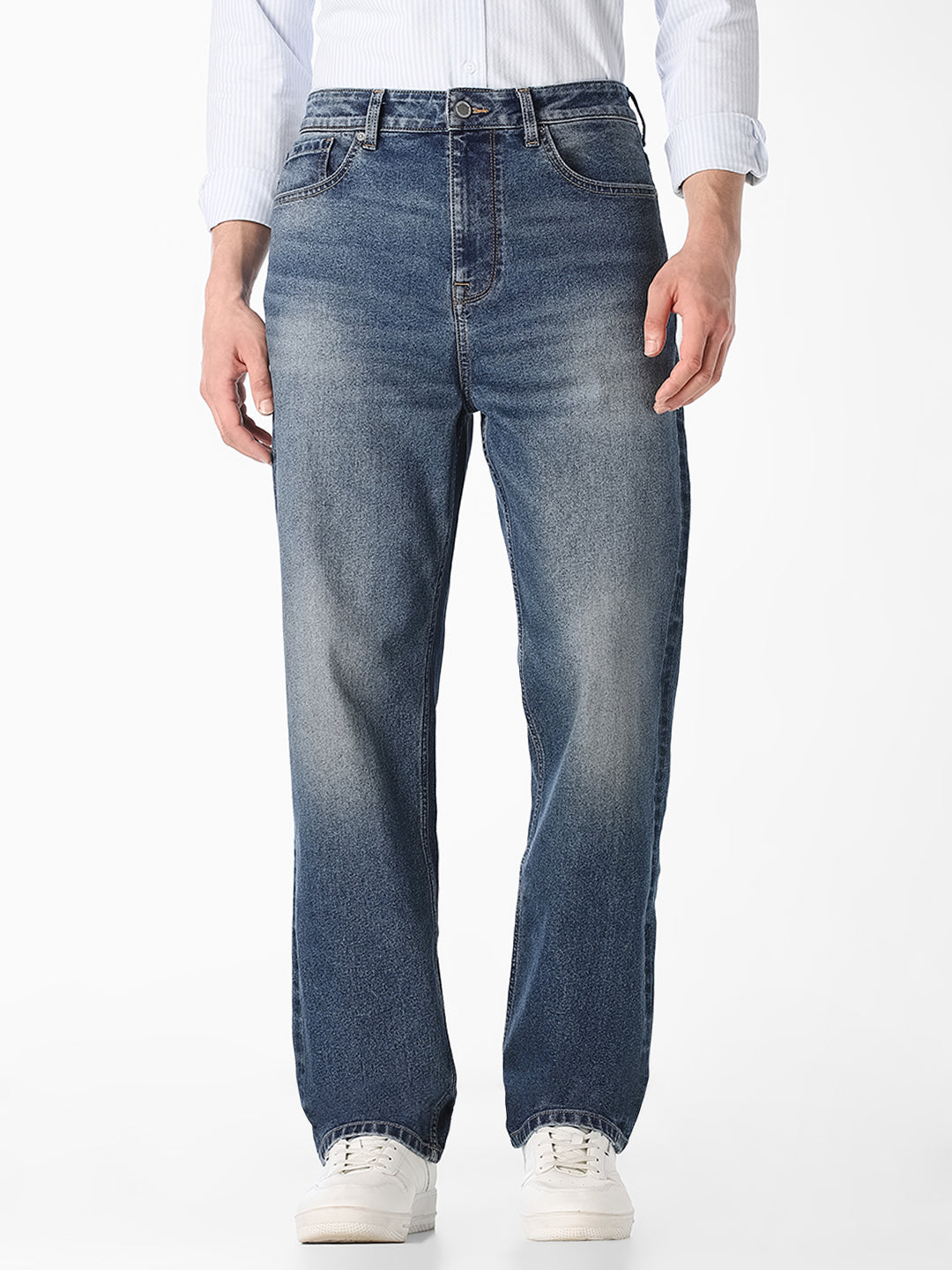Blue Dario Cropped Loose Fit Jeans