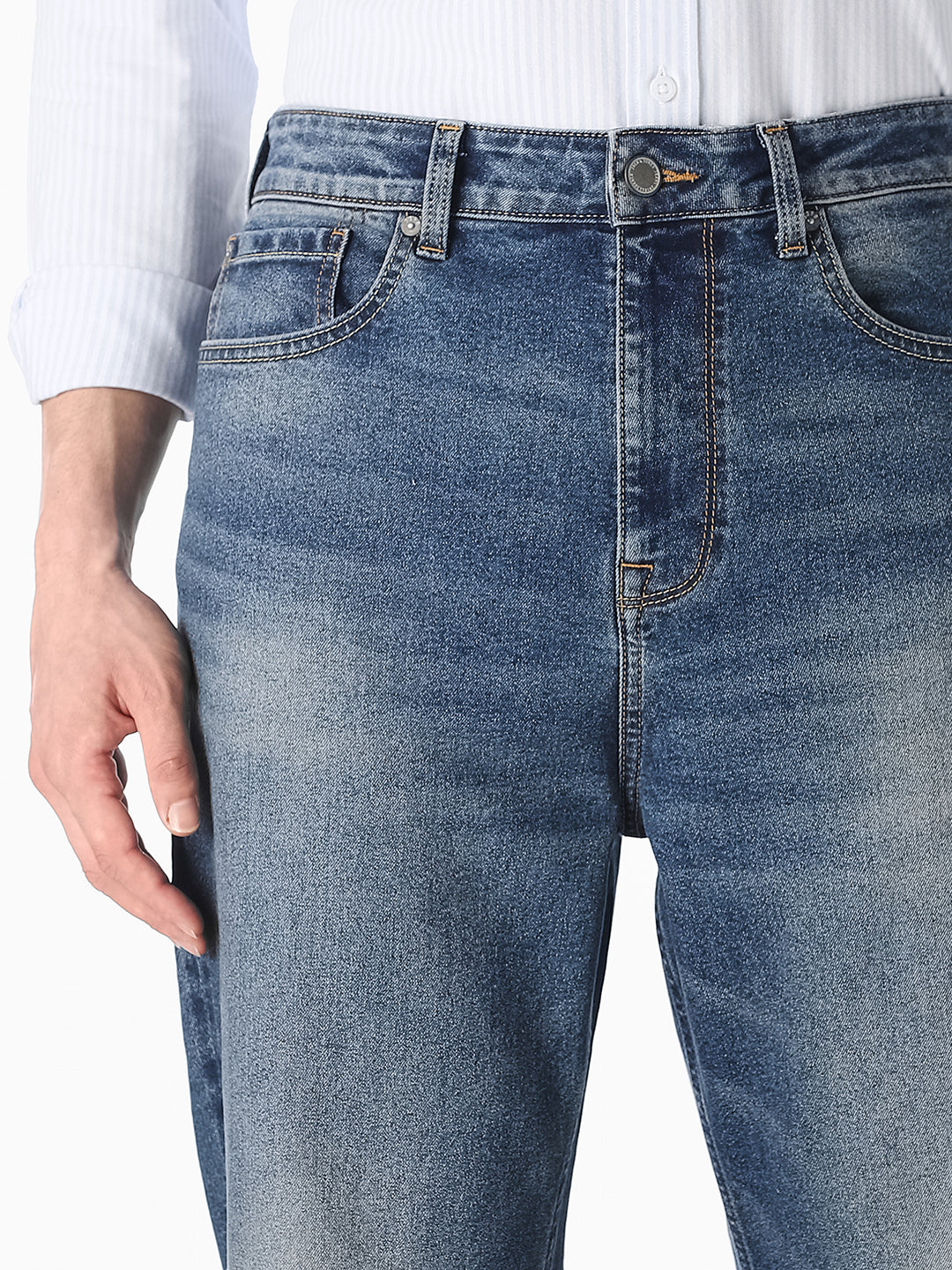 Blue Dario Cropped Loose Fit Jeans