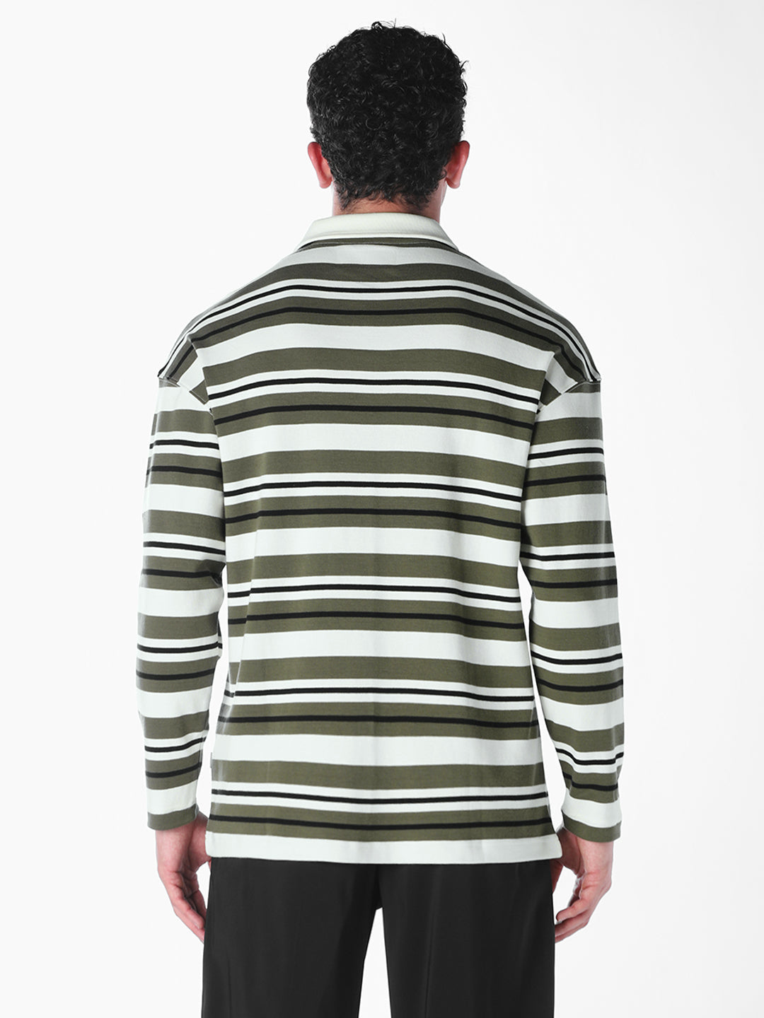 Green Striped Oversized Fit polos