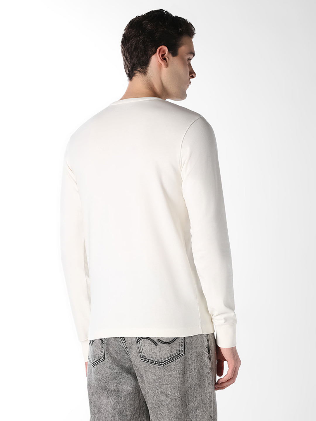 White Cotton Henley T-shirt