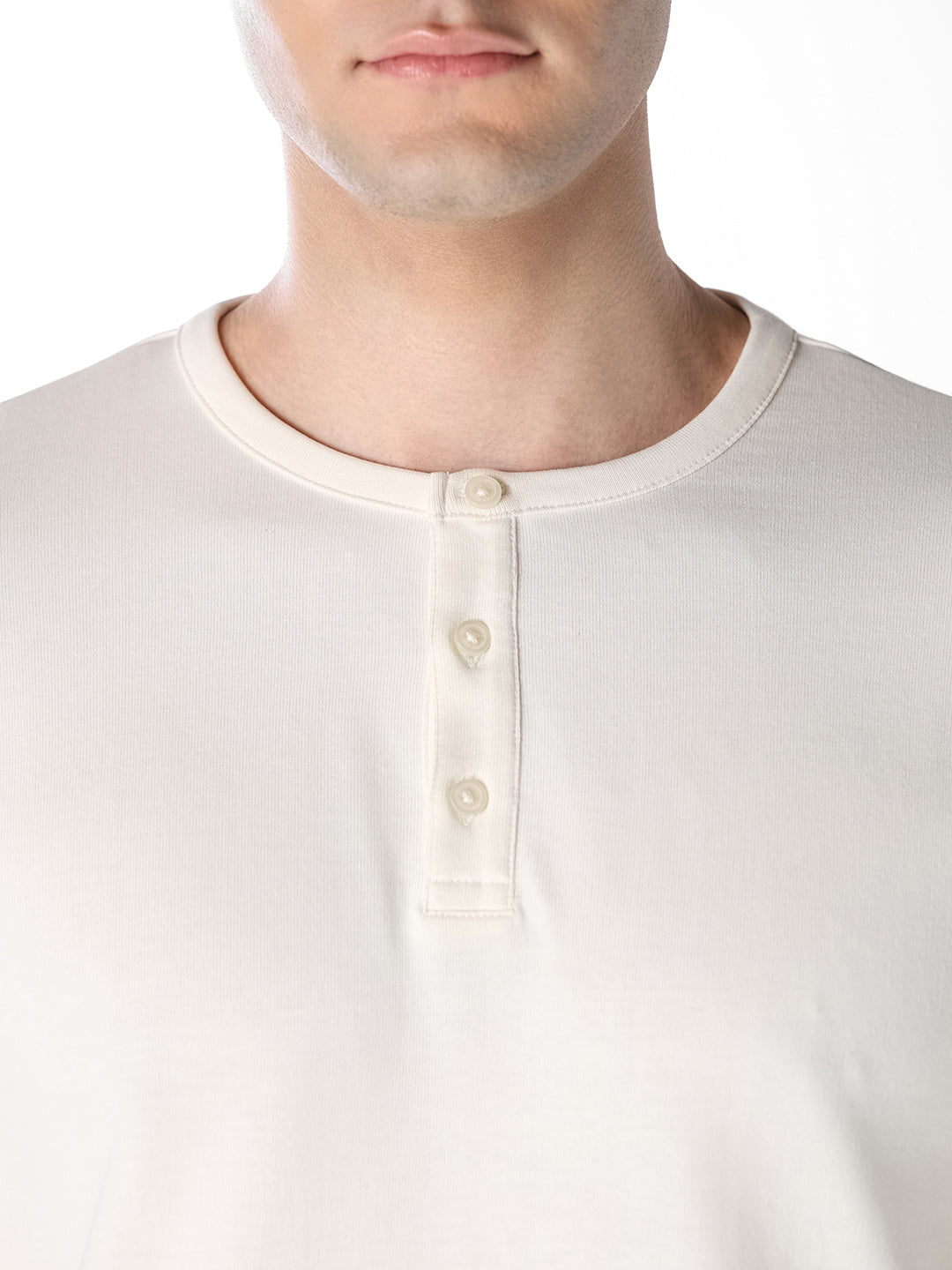 White Cotton Henley T-shirt