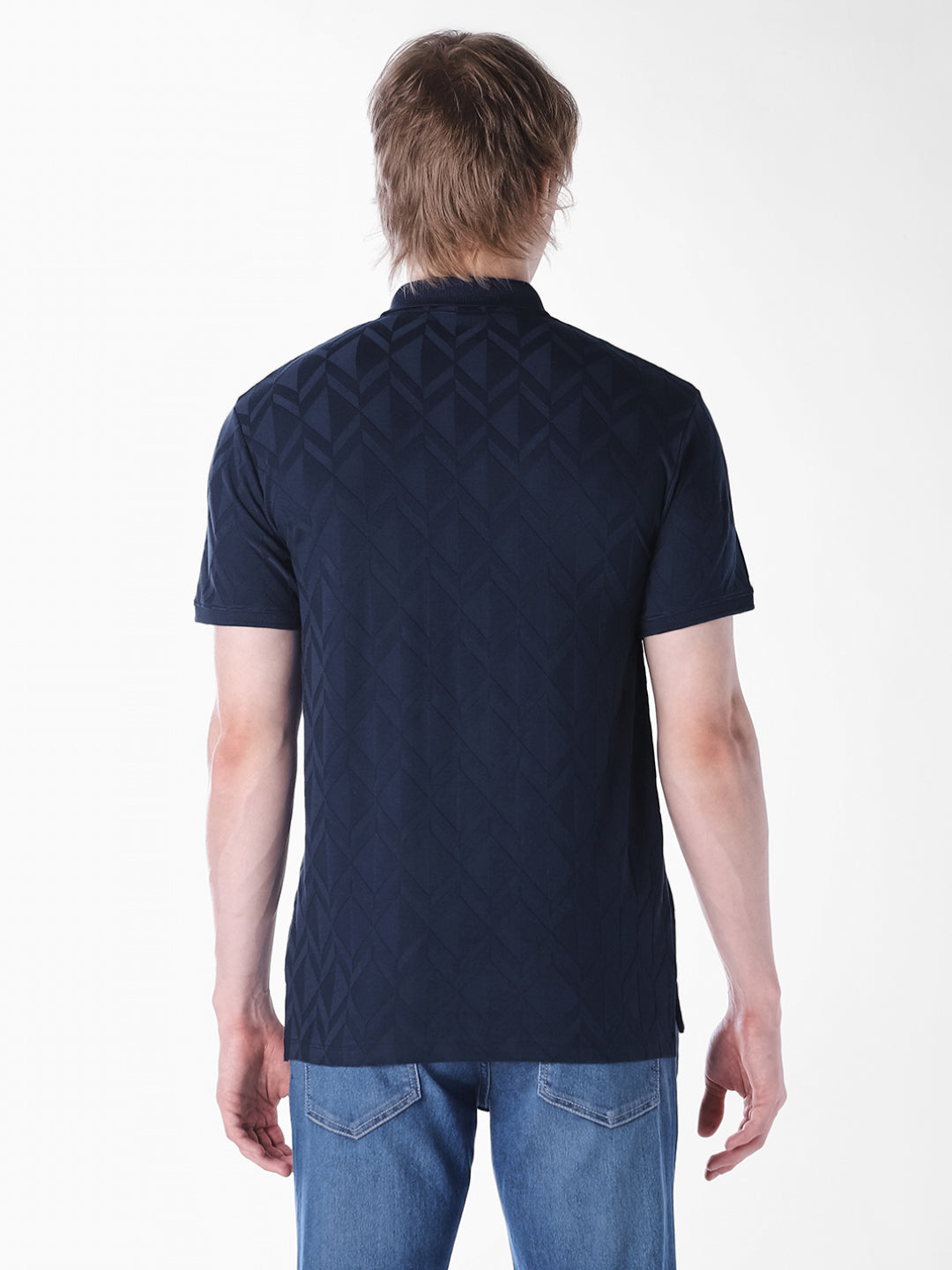 Blue Jacquard Regular Fit polo