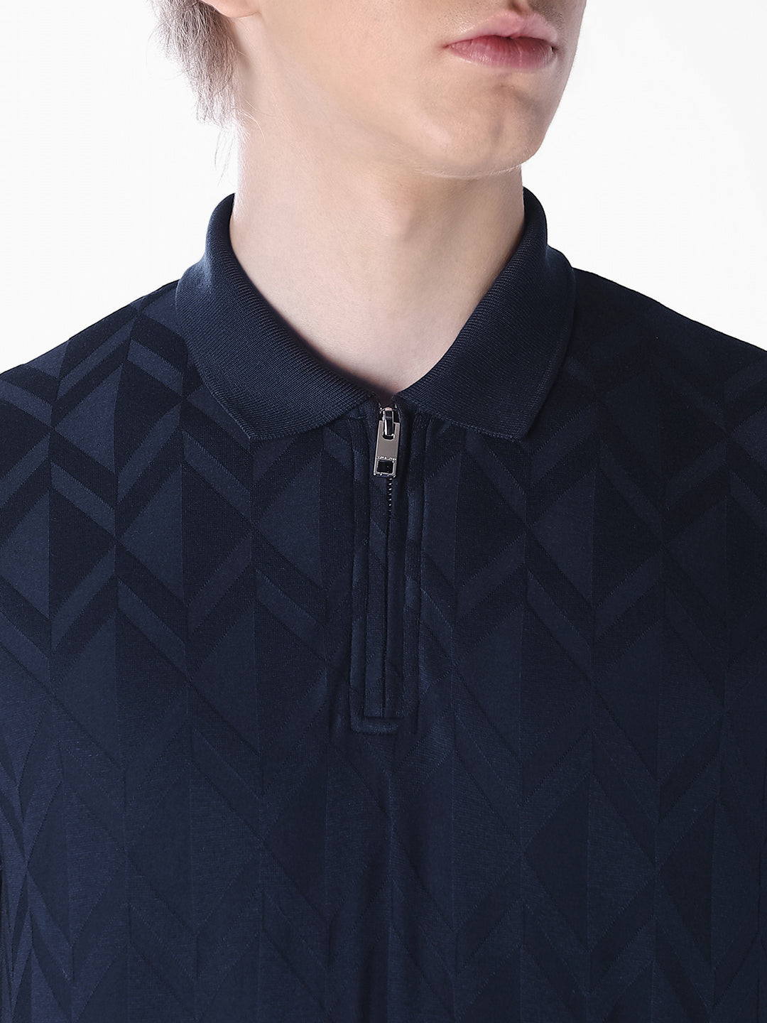 Blue Jacquard Regular Fit polo