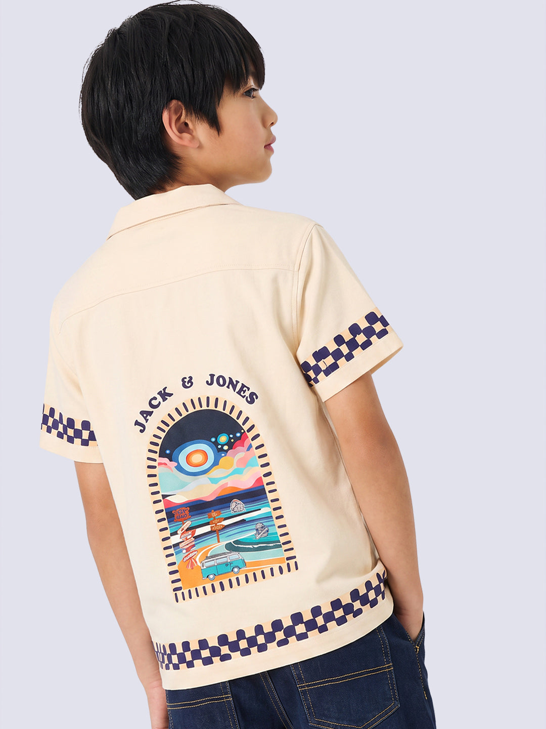 Boys Beige Printed Shirt - 2/3Y