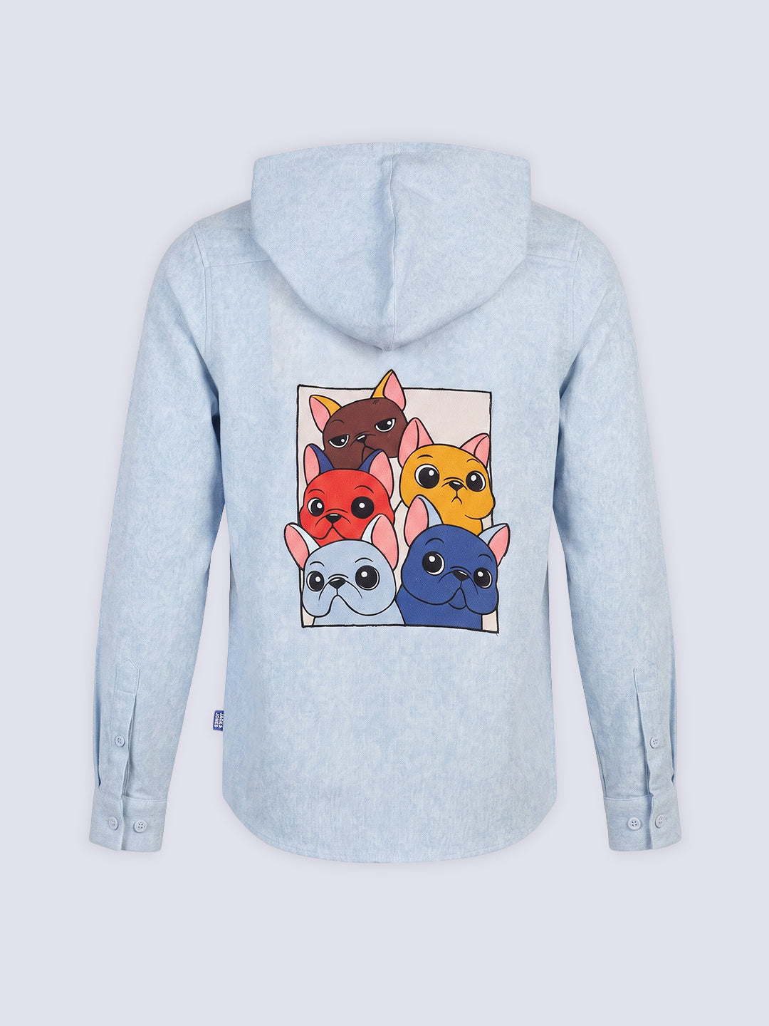 Boys Blue Printed Hooded Shirt
