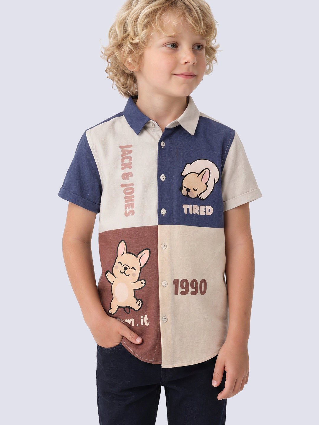 Boys Multi-Colour Colourblocked Shirt