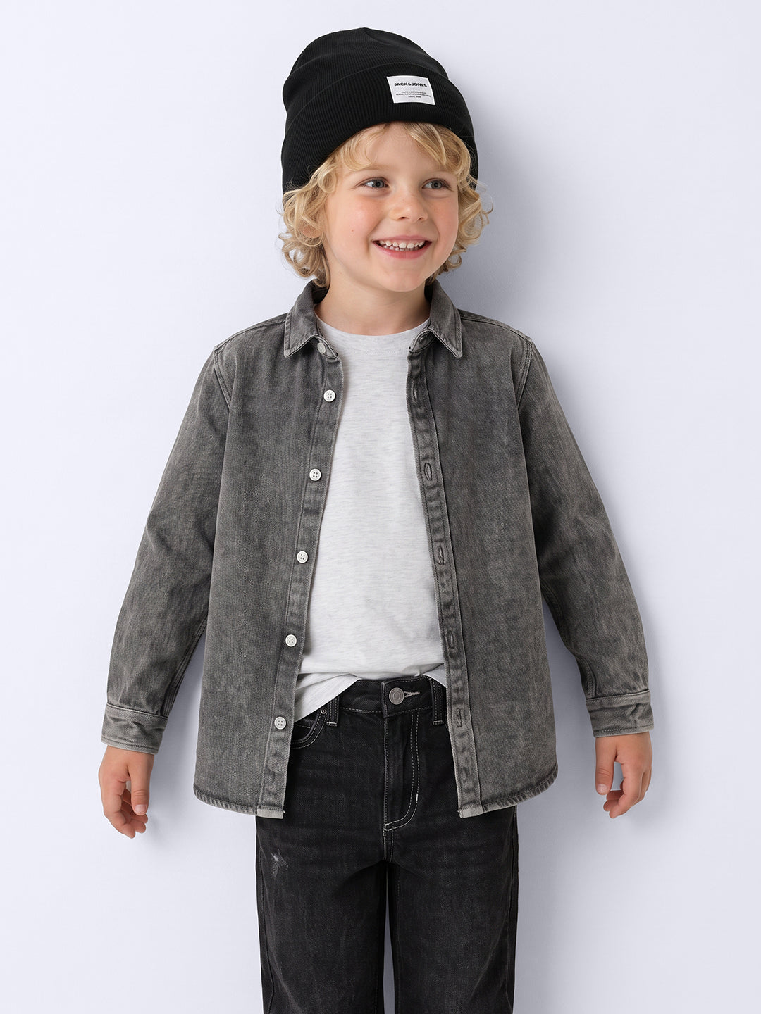 Boys Dark Grey Washed Shirt