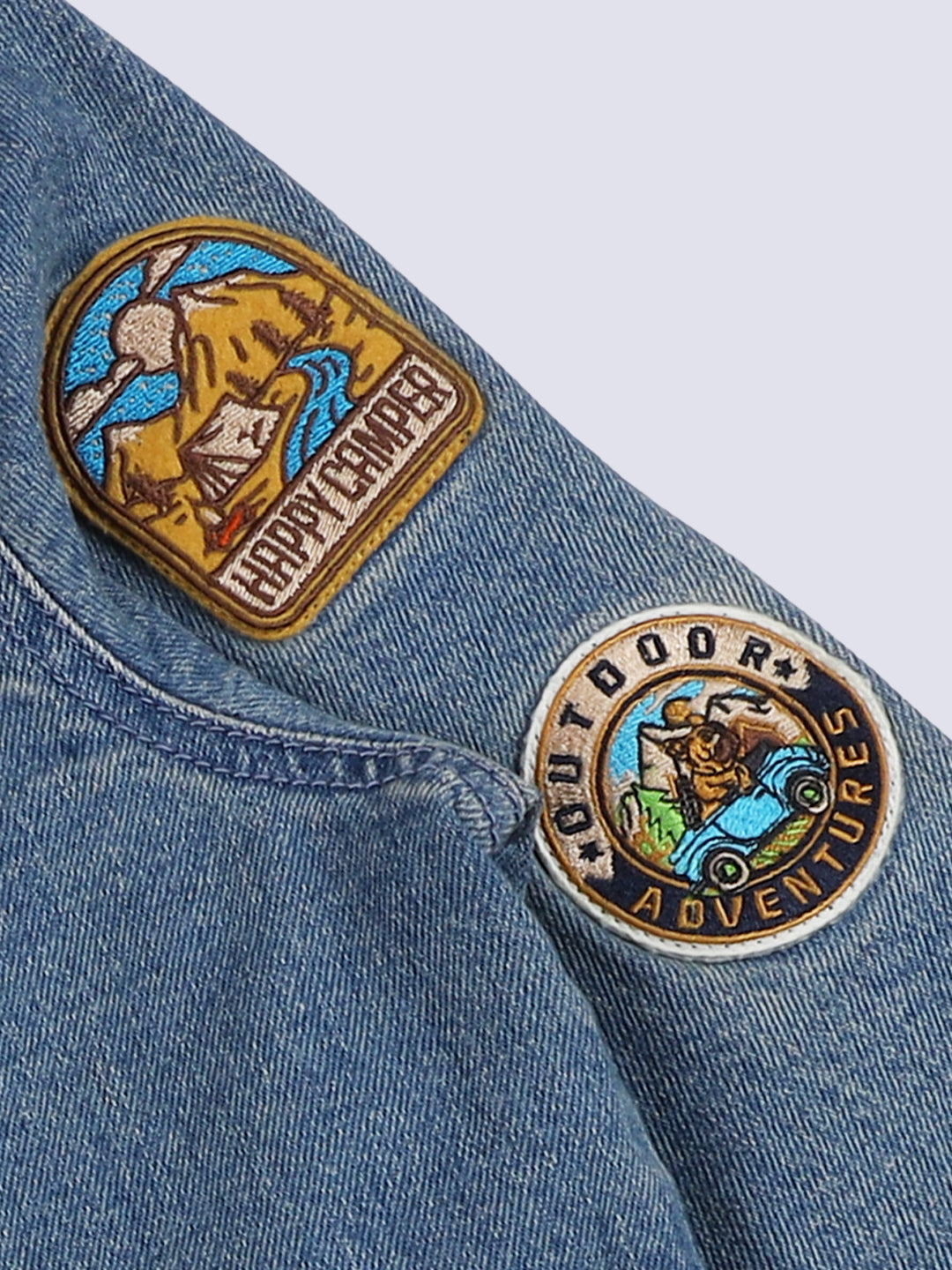 Boys Blue Patchwork Printed Jacket