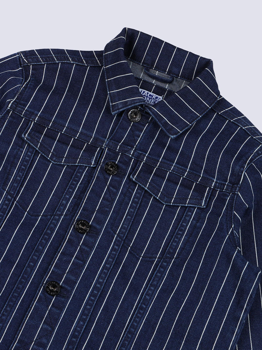 Boys Dark Blue Striped Jacket