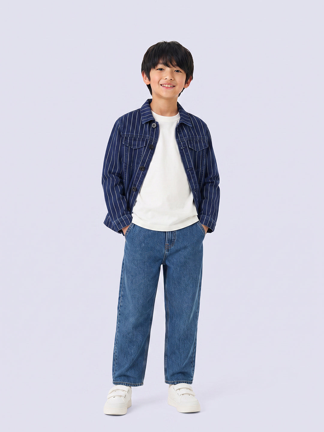 Boys Dark Blue Striped Jacket