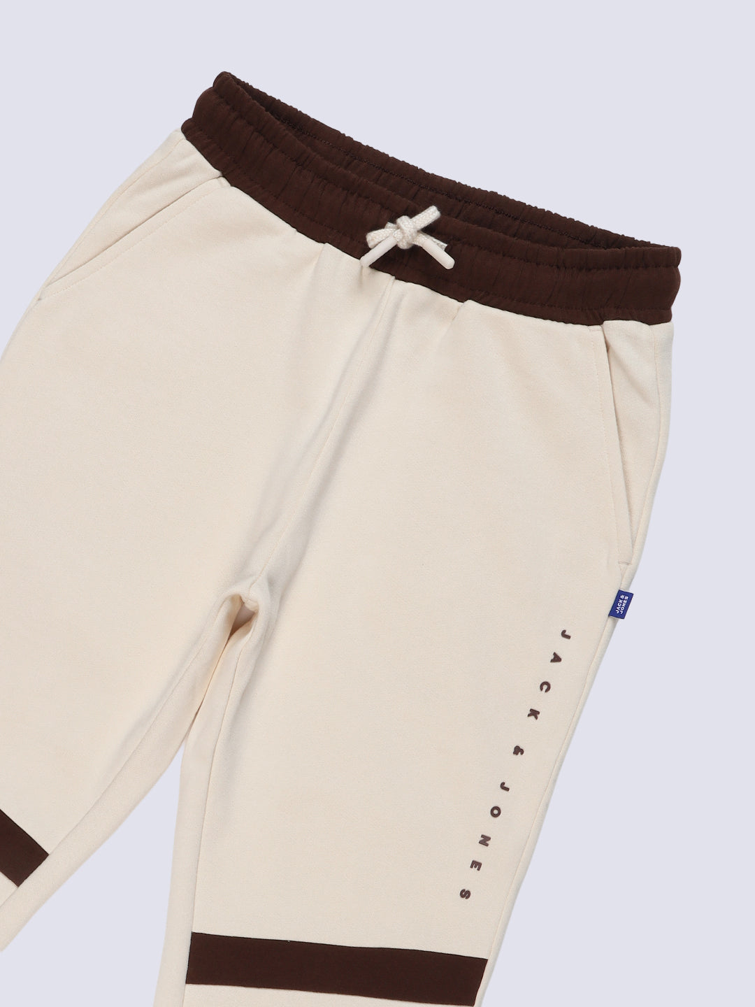 Boys Beige Printed Sweatpants