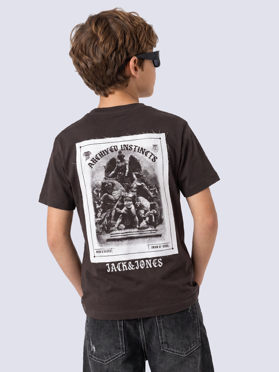 Boys Brown Printed T-shirt