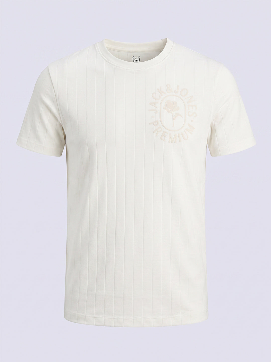 Boys White Striped Cotton T-Shirt