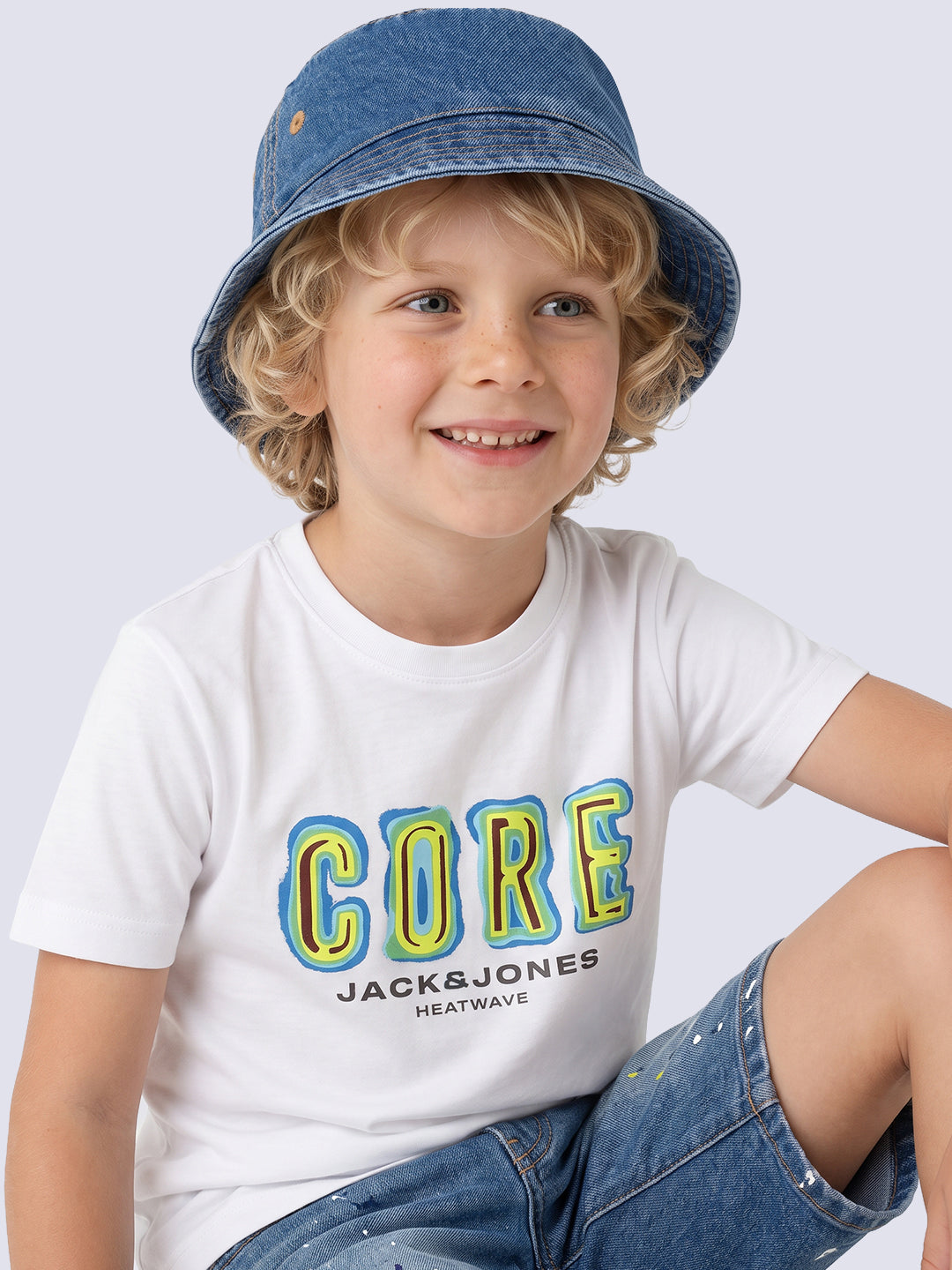 Boys White Printed Oversized T-shirt