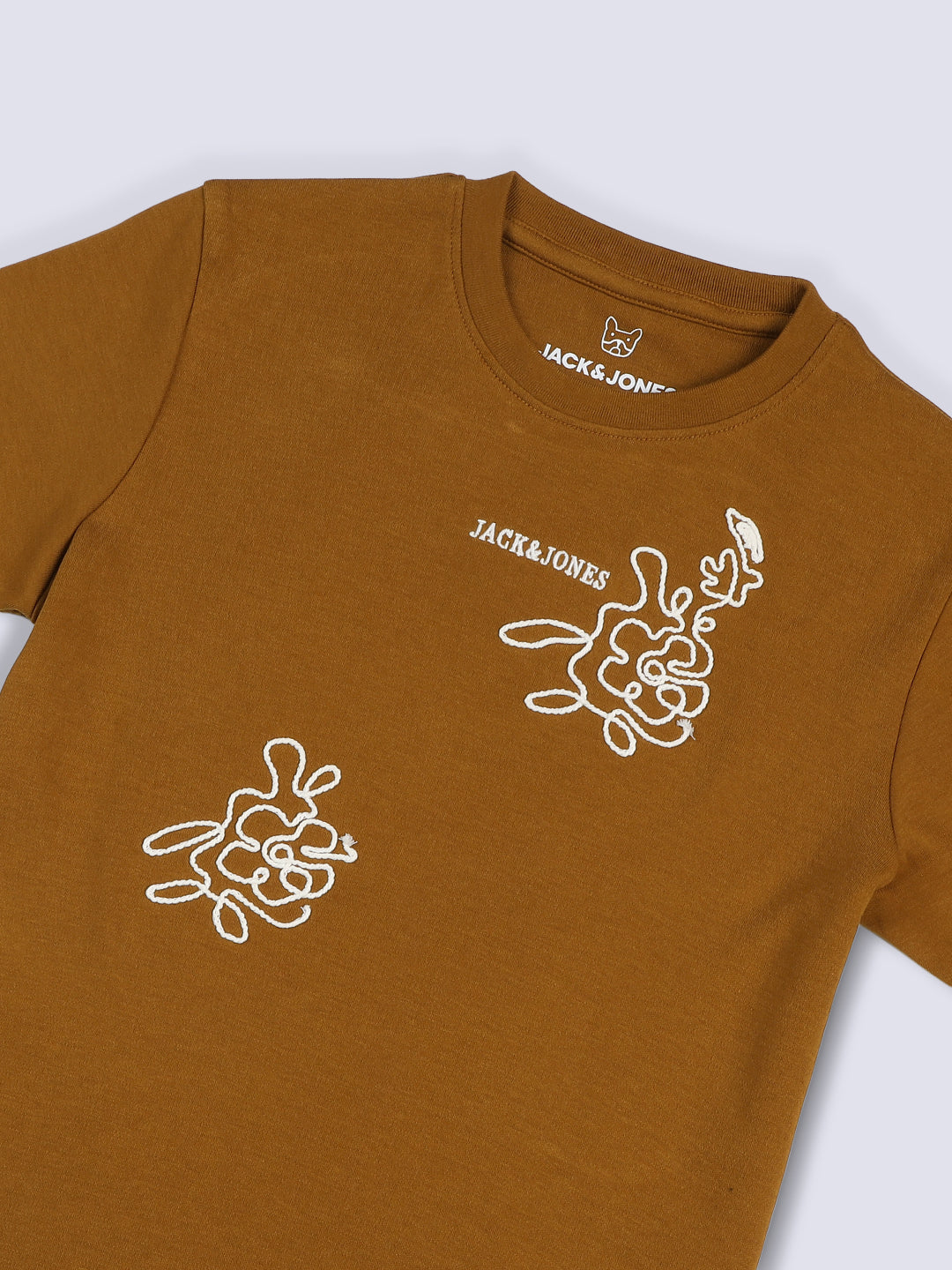 Boys Brown Embroidered T-shirt